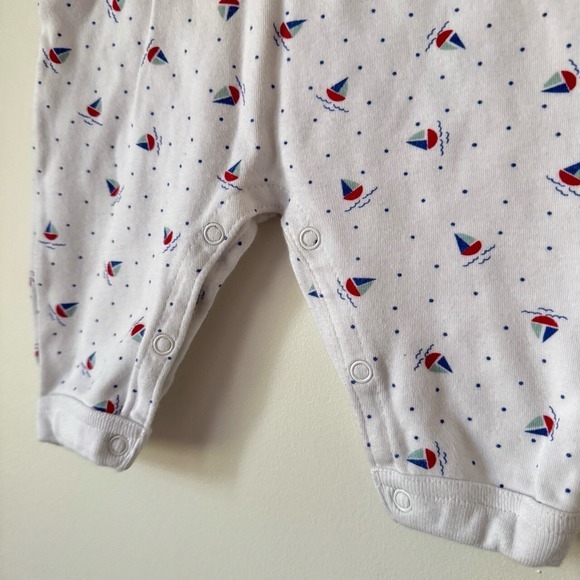Vintage 90s Baby Romper 3 Months‎ Sailboat Summer Nautical Beach Preppy July 4th - Picture 4 of 6